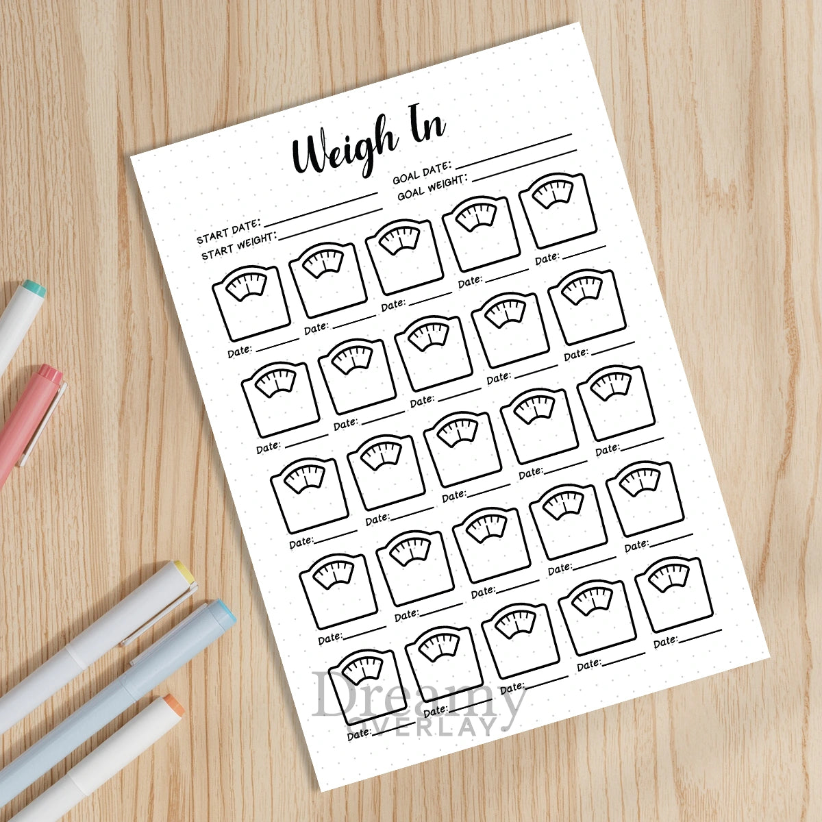 Printable fitness trackers bundle monthly printable journal page in A4, A5 and US Letter size