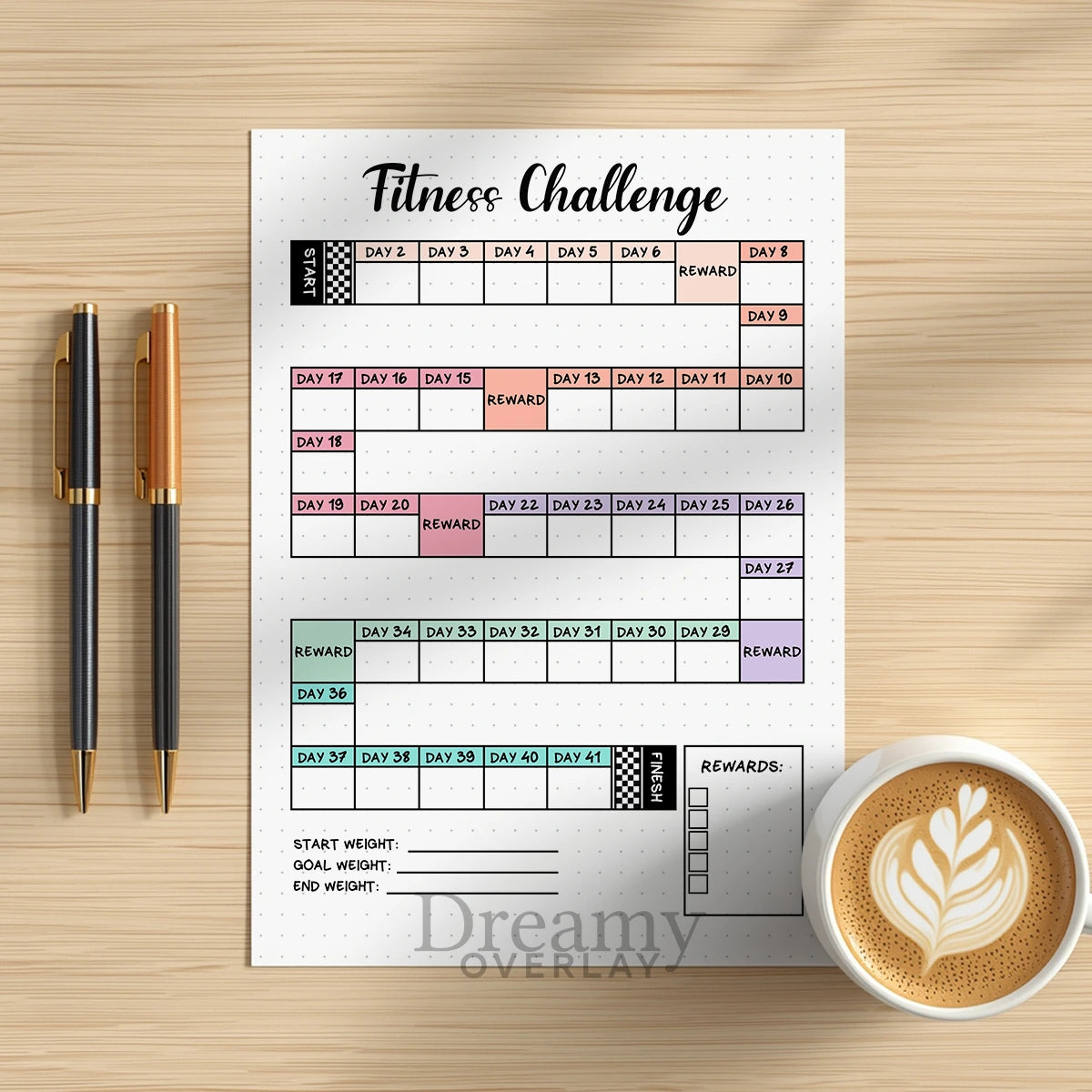 Printable fitness trackers bundle monthly printable journal page in A4, A5 and US Letter size