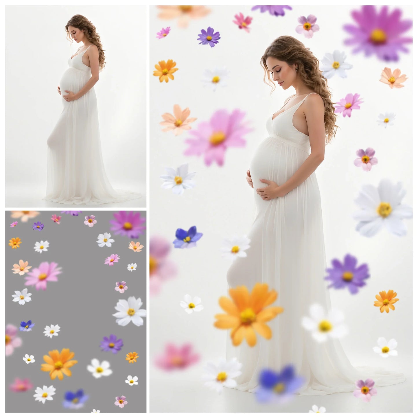 Floral Garland Backdrop Overlays for Photoshop - Falling Flower Effects