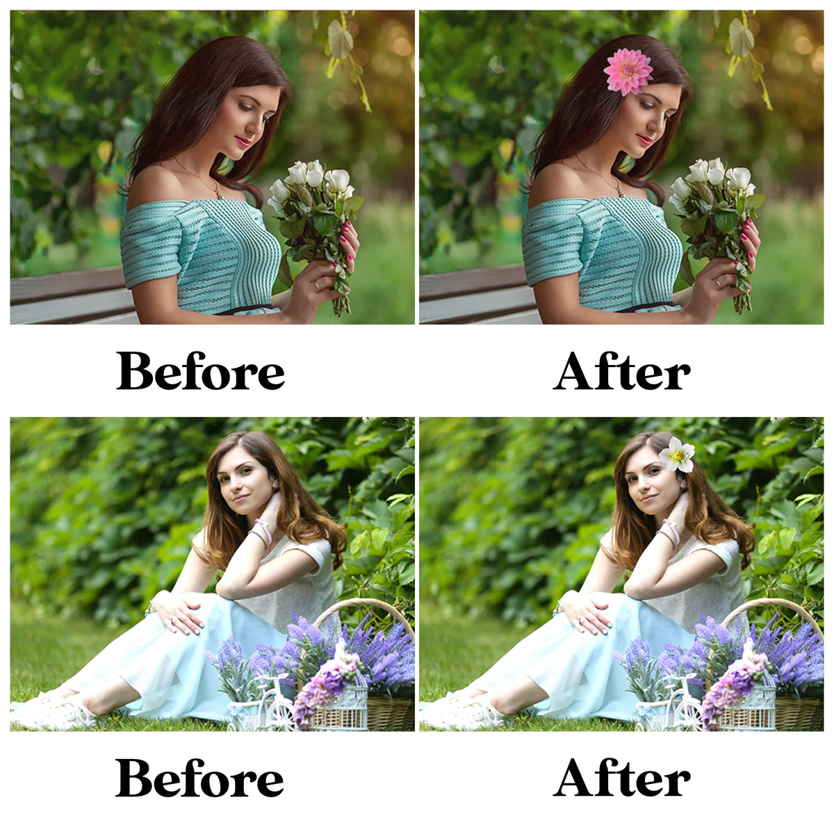 Flower Bud Overlays for Photoshop - Hair Clip and Floral Accent Effects