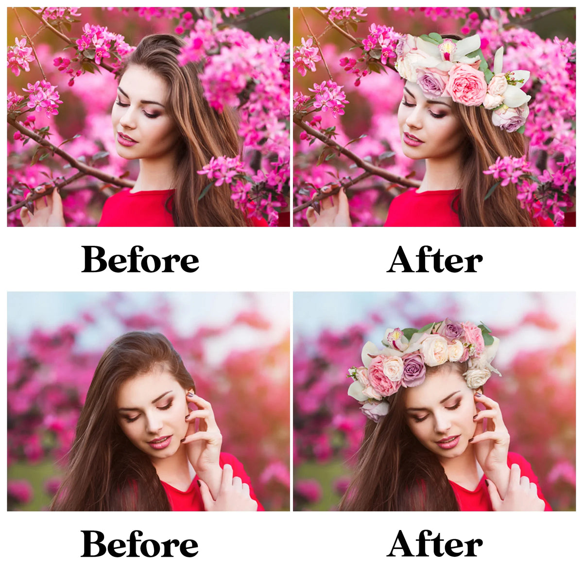 Flower Crown Overlays for Photoshop - Bridal Wreath and Boho Chic Effects