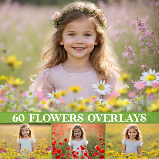 Flower Meadow Overlays for Photoshop - Spring and Summer Wildflowers