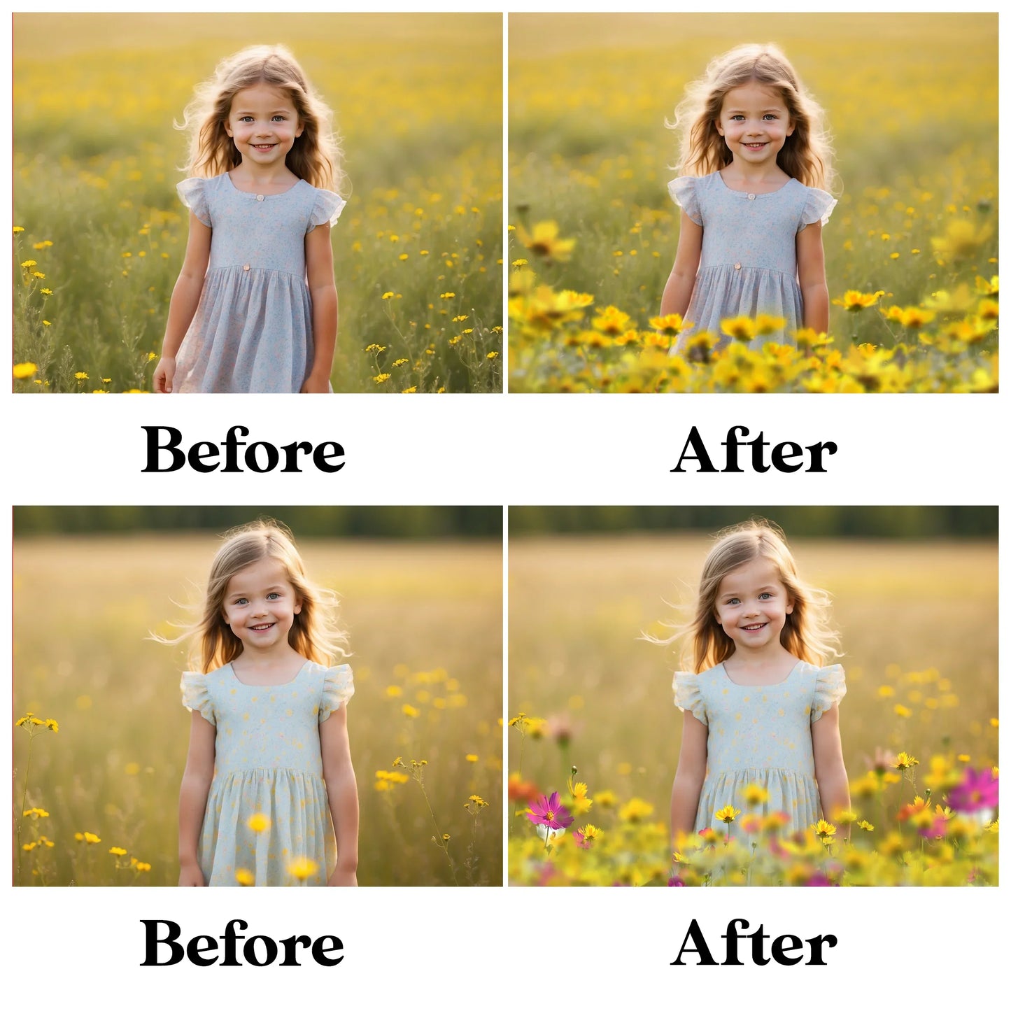Flower Meadow Overlays for Photoshop - Spring and Summer Wildflowers