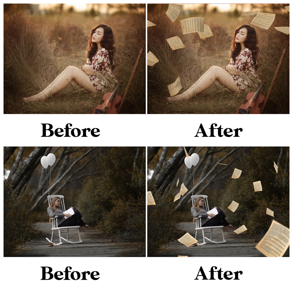 Flying Sheets Overlays for Photoshop - Sheet Music and Senior Photo Props