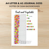Printable fruit and vegetable tracker printable journal page in A4, A5 and US Letter size