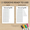 Printable fruit and vegetable tracker printable journal page in A4, A5 and US Letter size