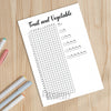 Printable fruit and vegetable tracker printable journal page in A4, A5 and US Letter size