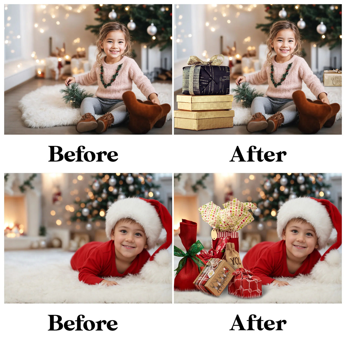 Gift Box Overlays for Photoshop - Birthday and Holiday Present Stack Effects