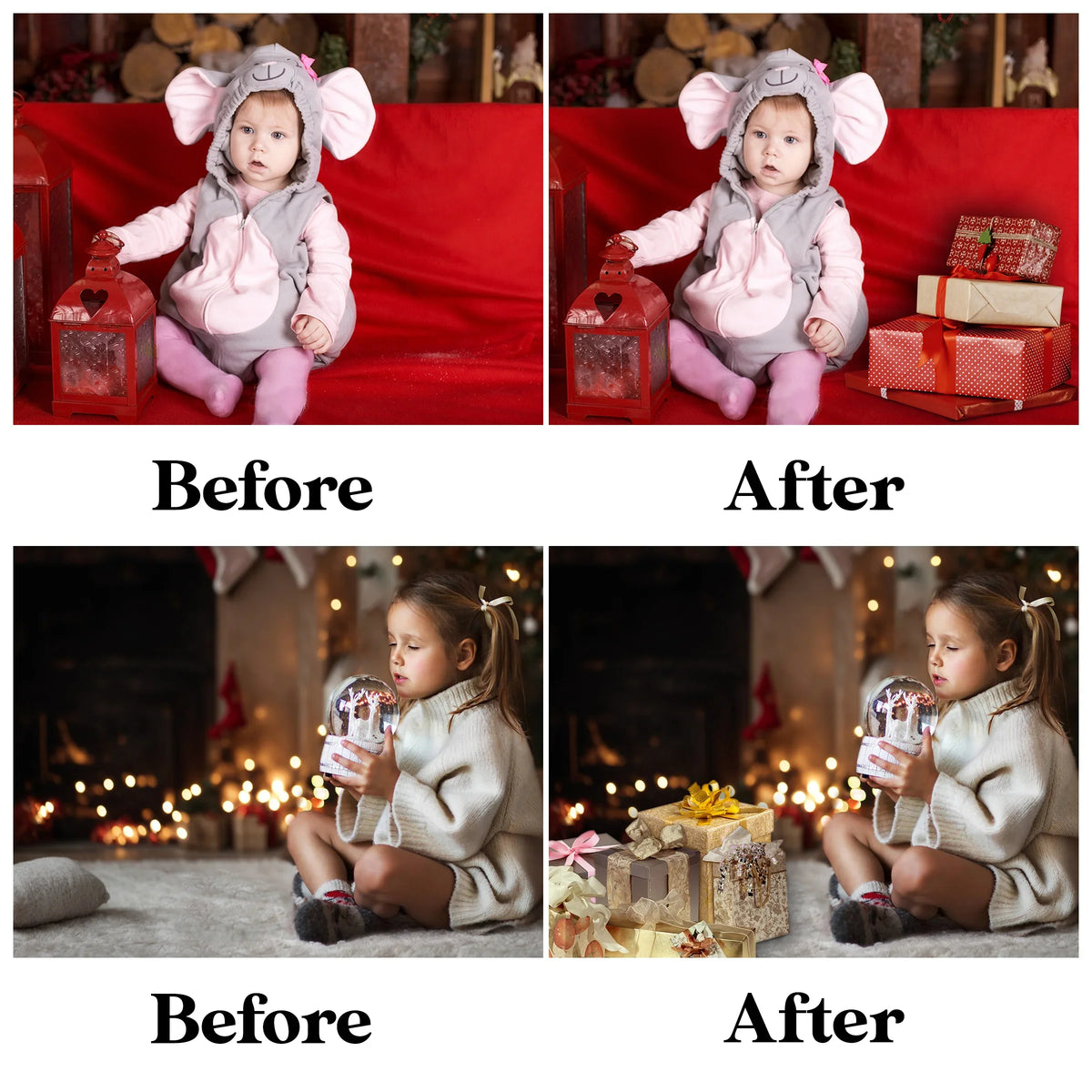 Gift Box Overlays for Photoshop - Birthday and Holiday Present Stack Effects