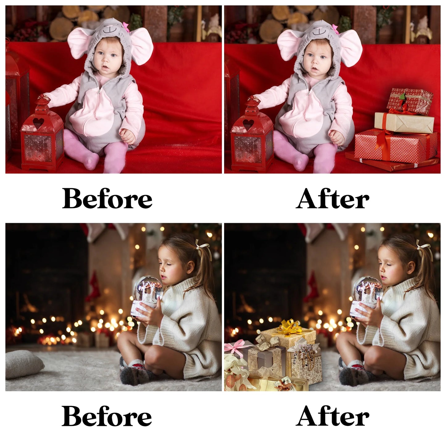 Gift Box Overlays for Photoshop - Birthday and Holiday Present Stack Effects
