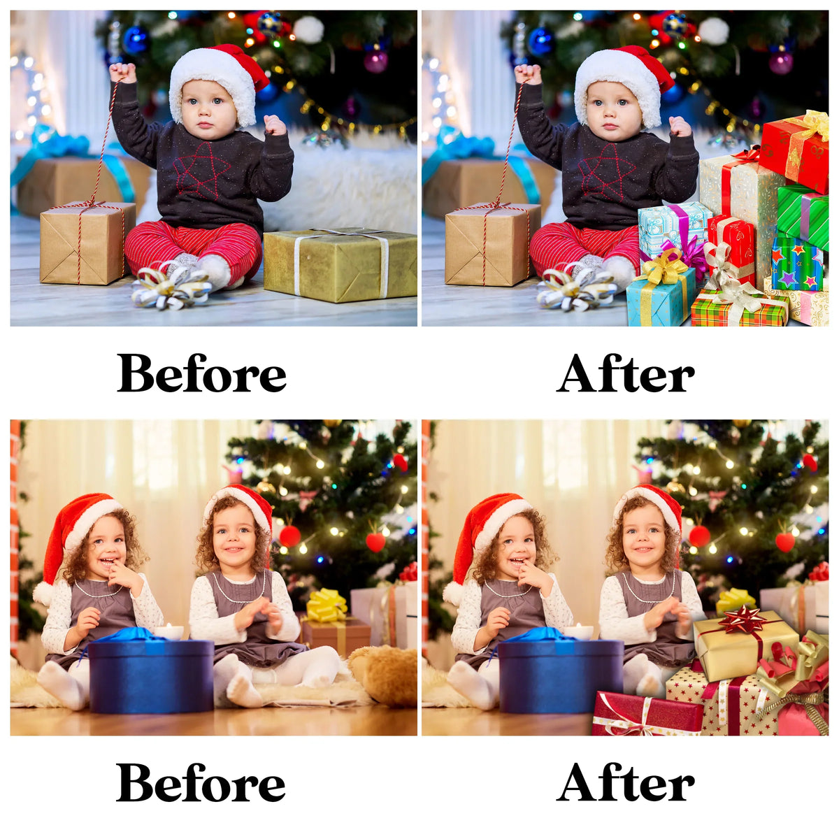Gift Box Overlays for Photoshop - Birthday and Holiday Present Stack Effects