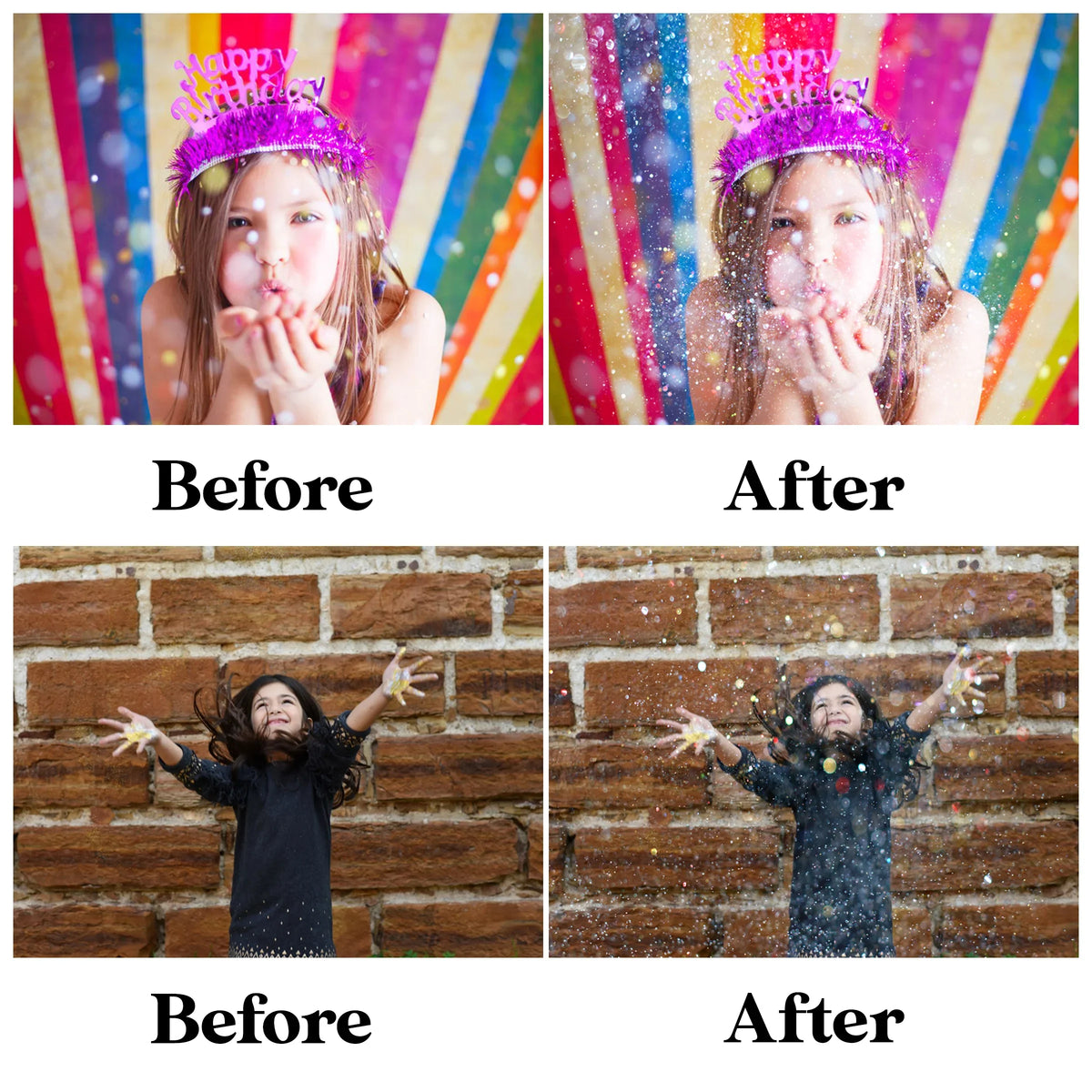 Glitter Overlays for Photoshop - Blowing Gold Dust Effects