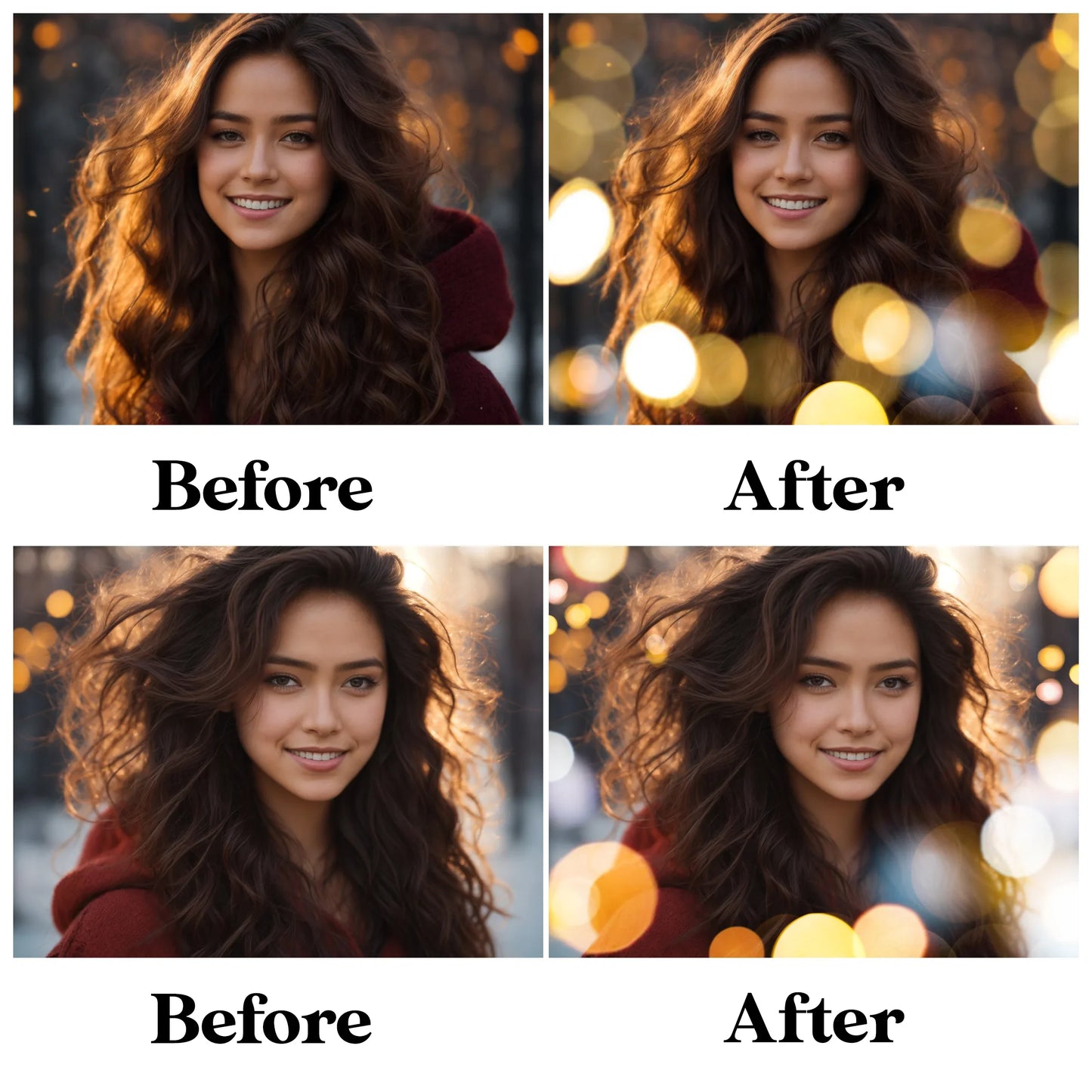 Gold Bokeh Overlays for Photoshop - Christmas Sparkle and Holiday Lights