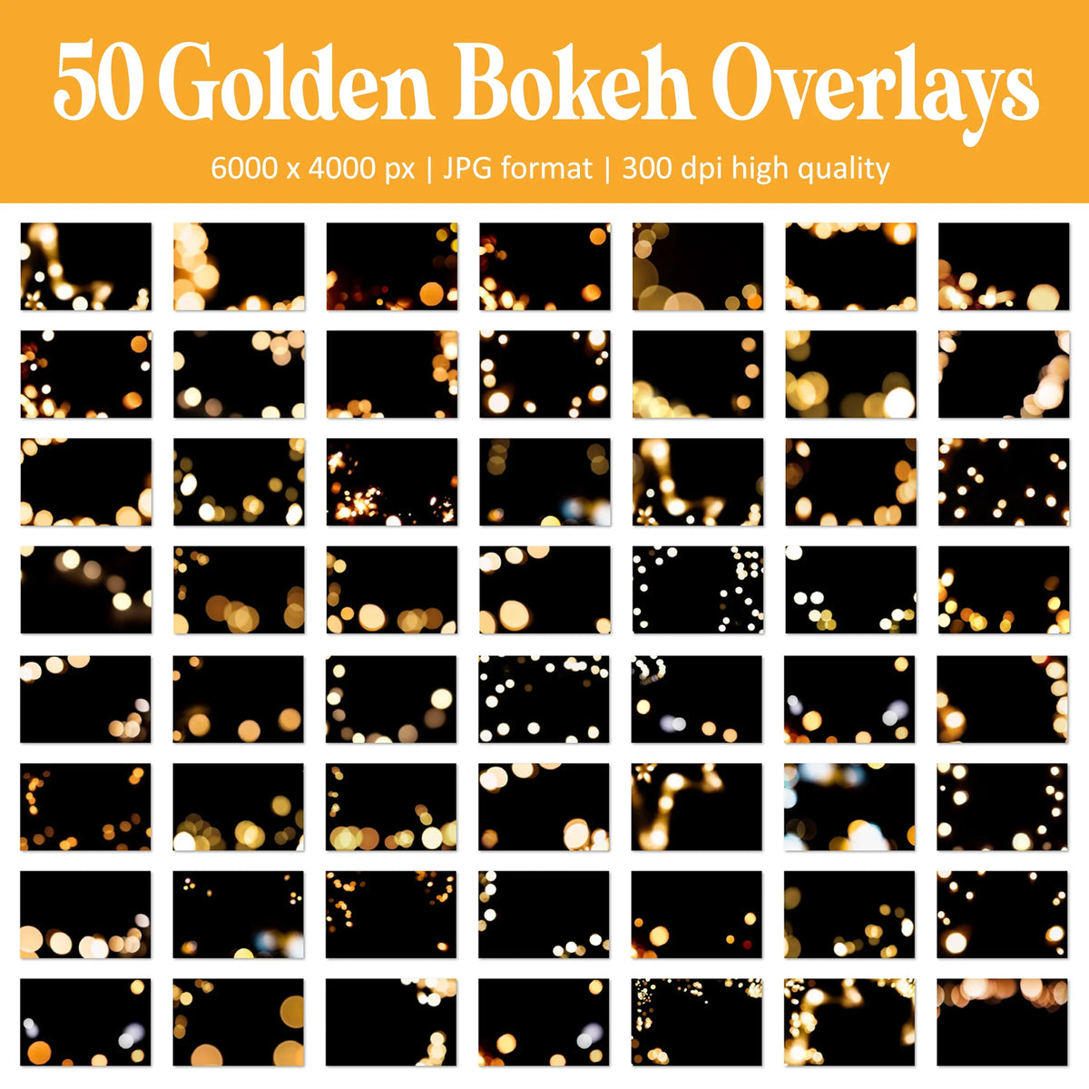 Gold Bokeh Overlays for Photoshop - Christmas Sparkle and Holiday Lights