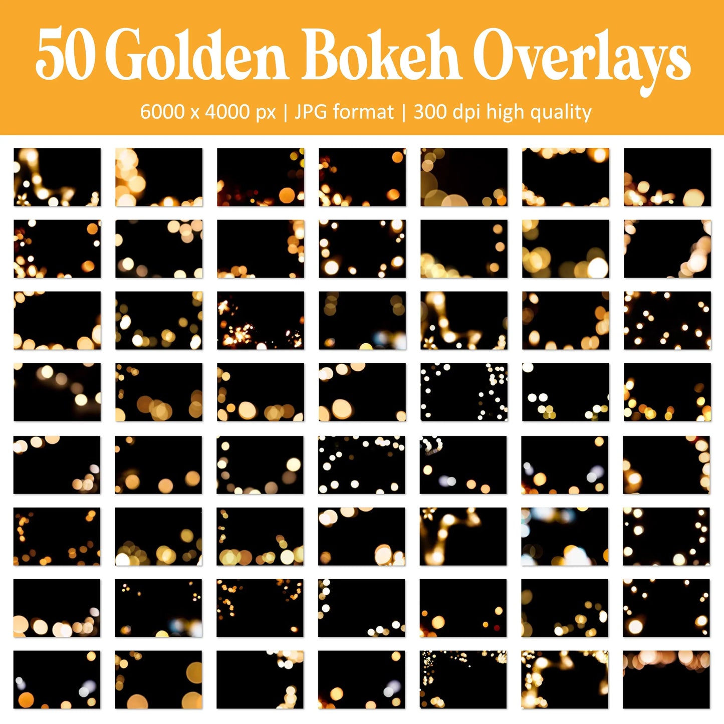 Gold Bokeh Overlays for Photoshop - Christmas Sparkle and Holiday Lights