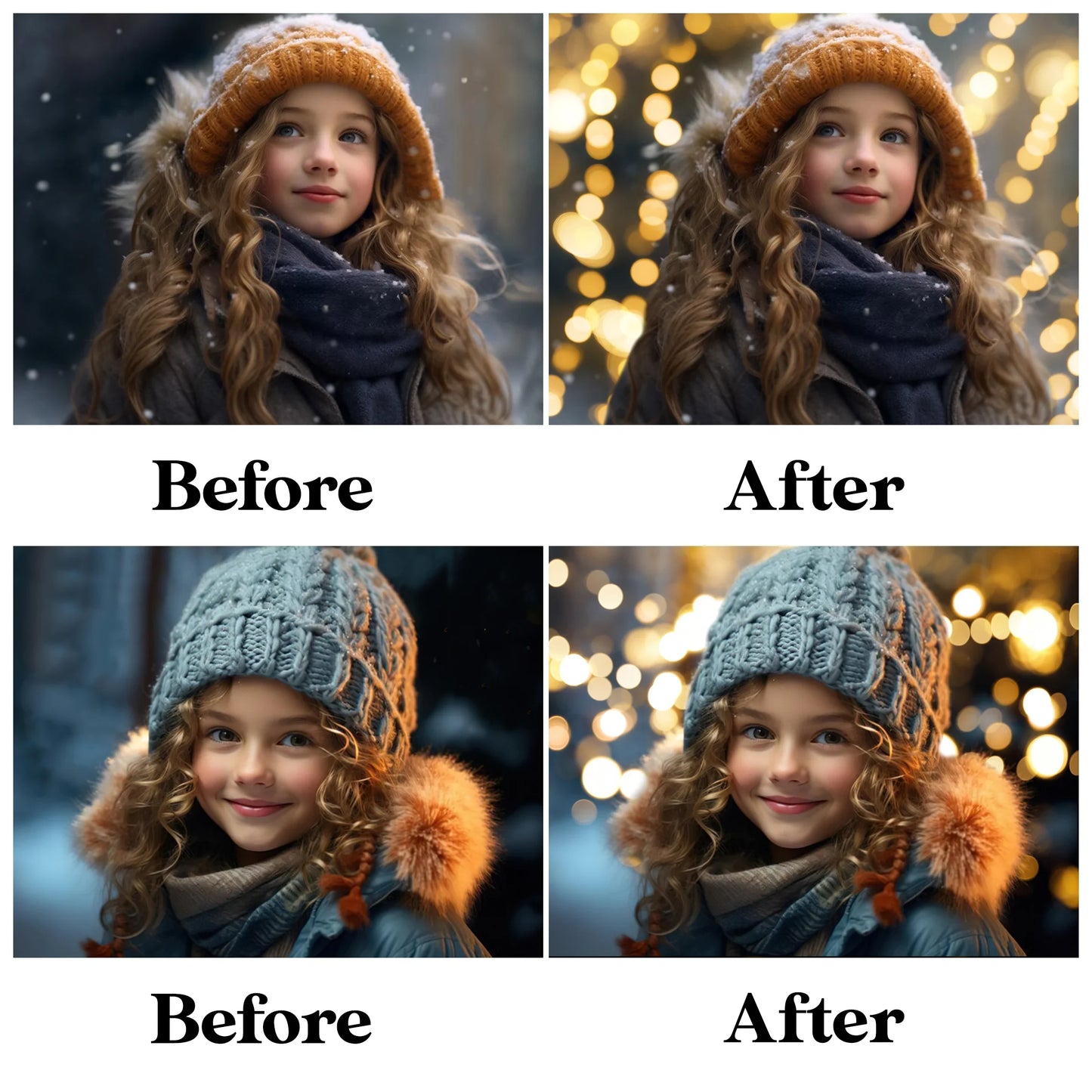 Gold Christmas Overlays for Photoshop - Holiday Bokeh and Festive Atmosphere