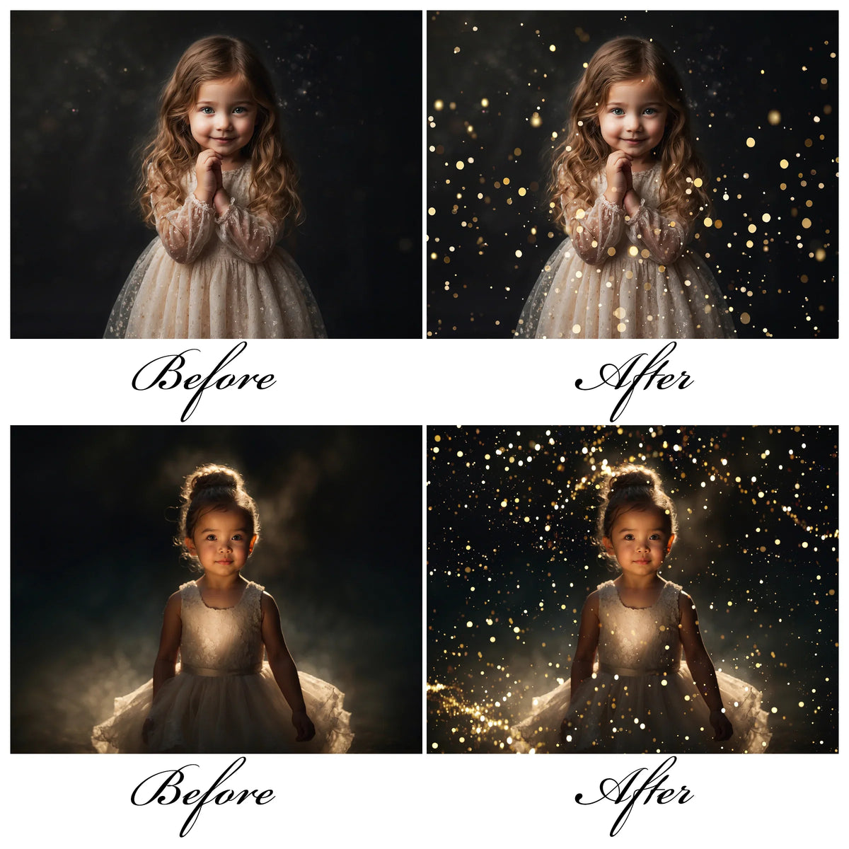 Gold Glitter Photo Overlay for Photoshop - Wedding Shimmer and Festive Sparkle