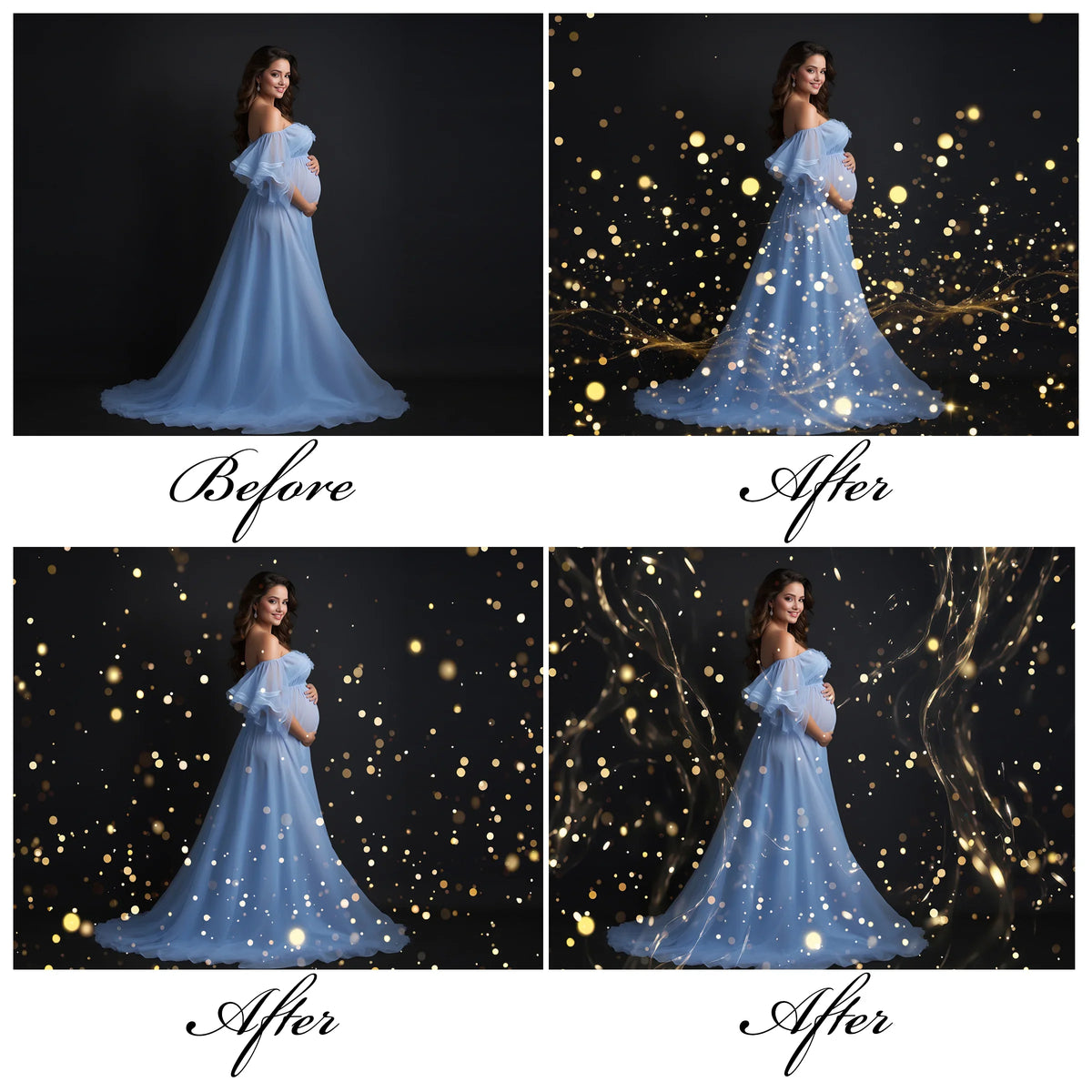Gold Glitter Photo Overlay for Photoshop - Wedding Shimmer and Festive Sparkle