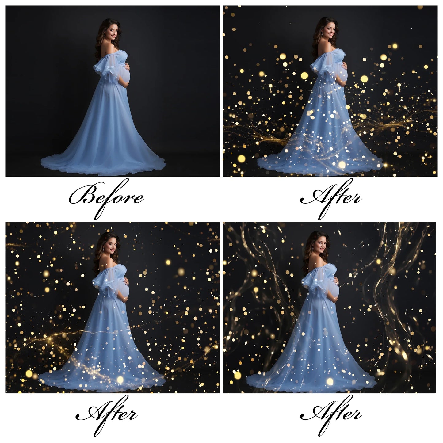 Gold Glitter Photo Overlay for Photoshop - Wedding Shimmer and Festive Sparkle