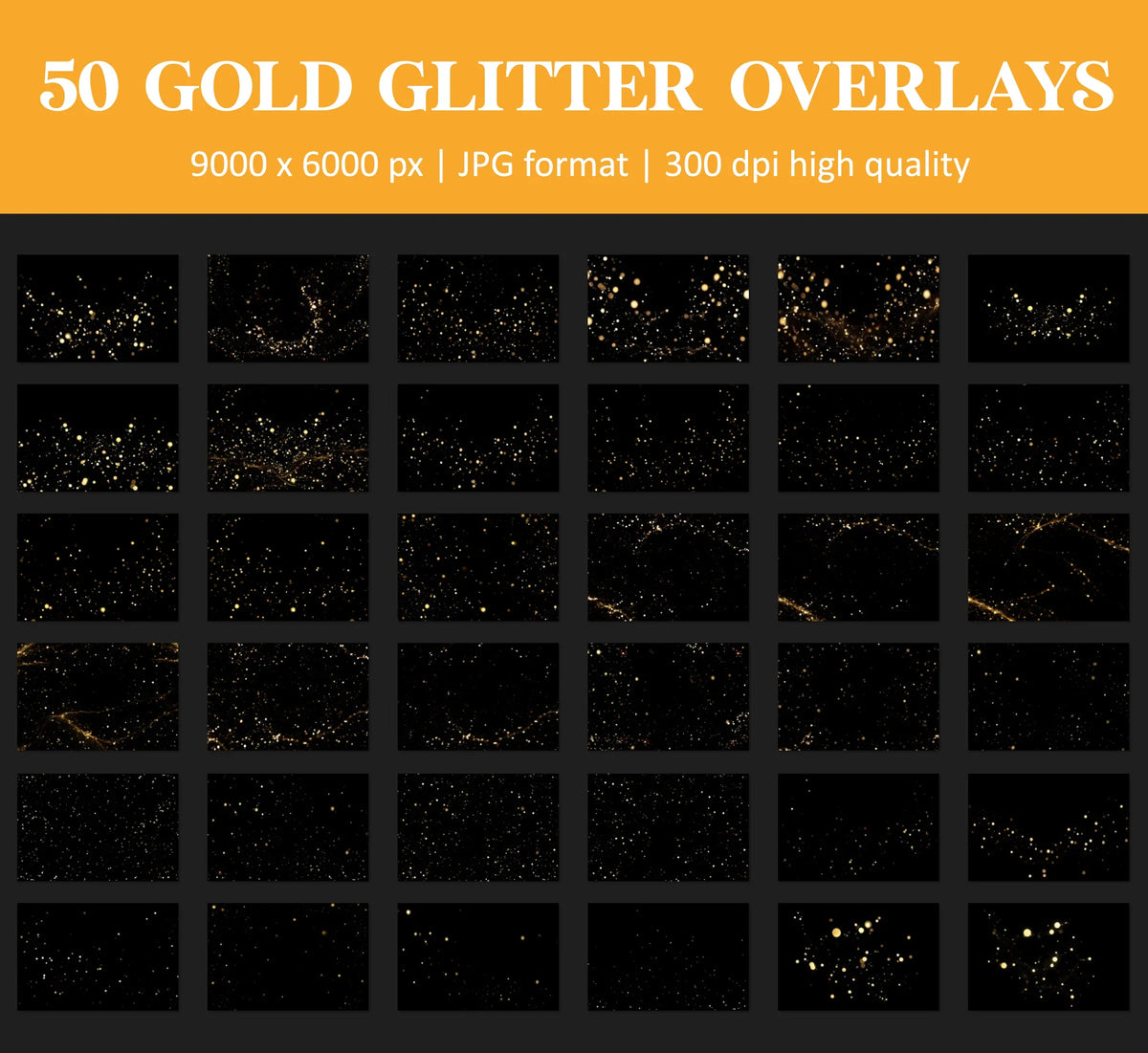 Gold Glitter Photo Overlay for Photoshop - Wedding Shimmer and Festive Sparkle