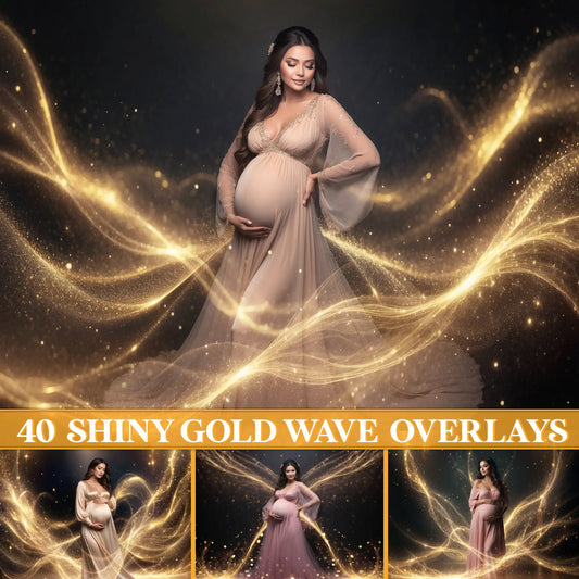 Gold Wave Maternity Overlays for Photoshop - Glitter Backgrounds
