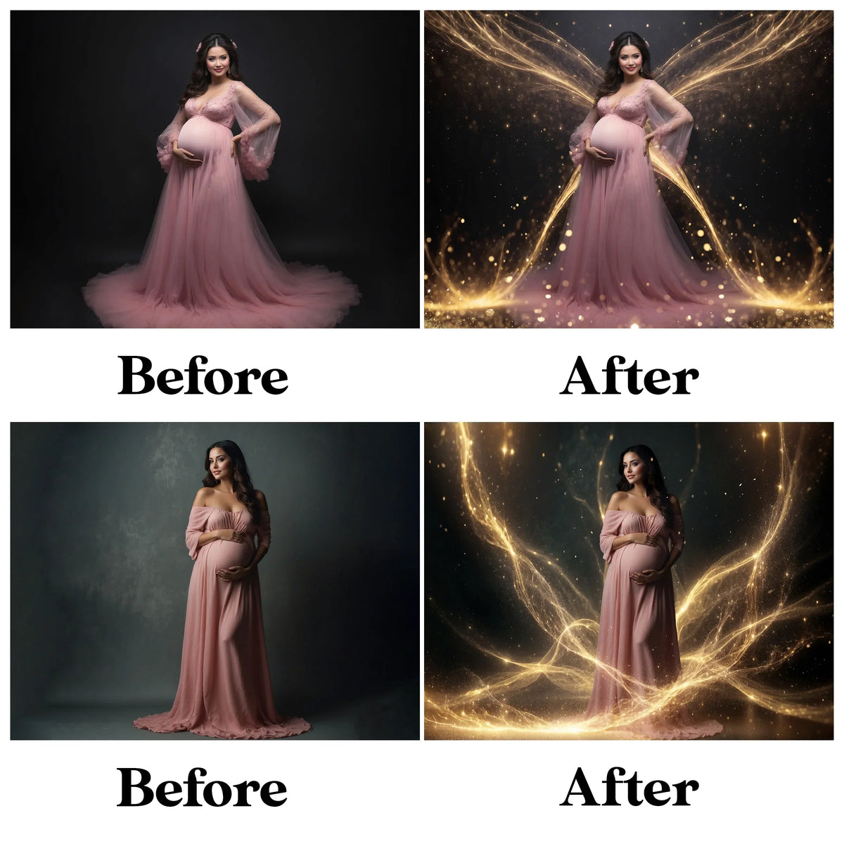 Gold Wave Maternity Overlays for Photoshop - Glitter Backgrounds