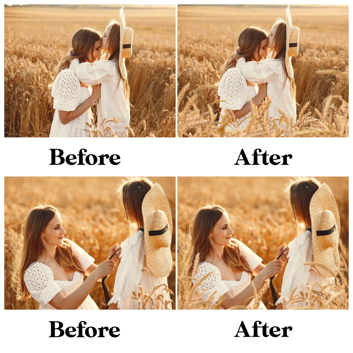 Golden Wheat Field Overlays for Photoshop - Summer Flower Fields