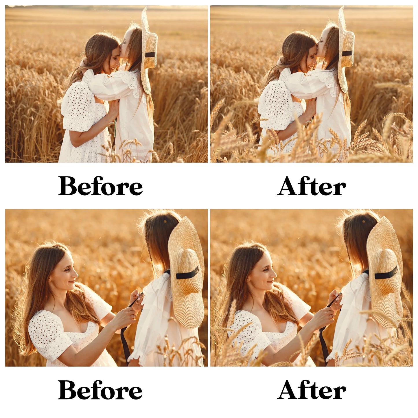 Golden Wheat Field Overlays for Photoshop - Summer Flower Fields