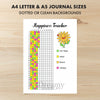 Printable happiness tracker journal page in A4, A5 and US Letter size
