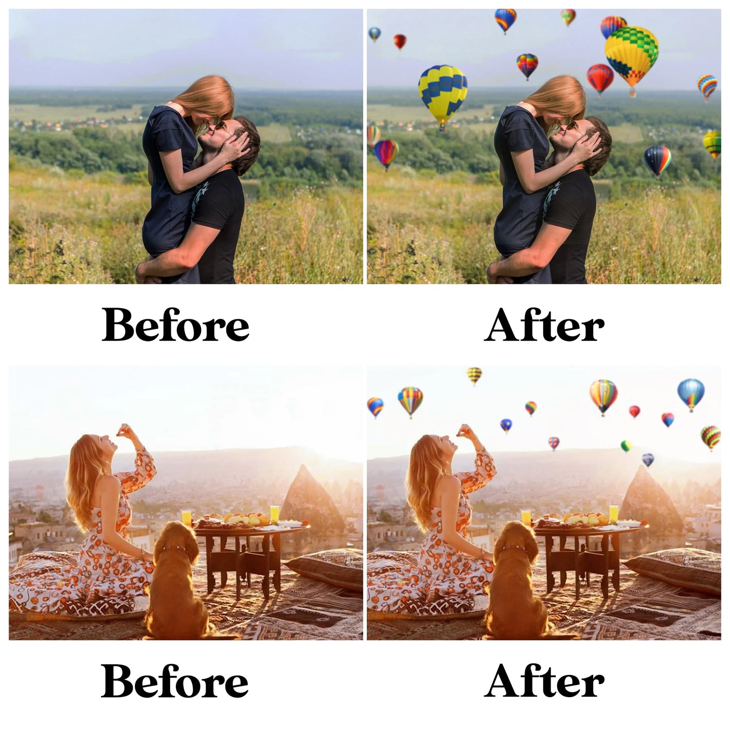 Hot Air Balloon Overlays for Photoshop - Sky Adventure and Travel Effects
