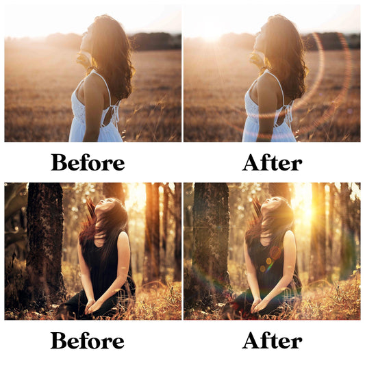 Lens Flare Overlays for Photoshop - Sunlight Rays & Natural Glow - Instant Digital Download