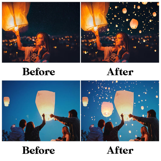 Sky Lantern Overlays for Photoshop - Floating Chinese Lanterns - Instant Digital Download