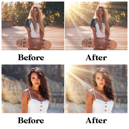 Natural Sunlight Overlays for Photoshop - Sunbeam & Ray Effects - Instant Digital Download