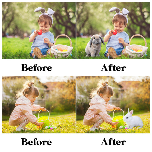 Easter Overlay for Photoshop - Bunny & Spring Animal PNG - Instant Digital Download