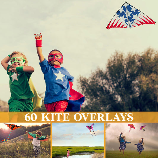 Kite Overlays for Photoshop - Flying Diamond Shapes - Instant Digital Download