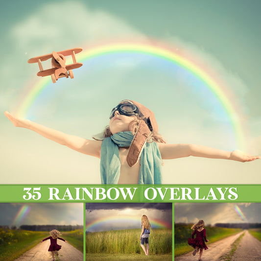 Rainbow Overlays for Photoshop - Colorful Prism & Light Spectrum Effects - Instant Digital Download