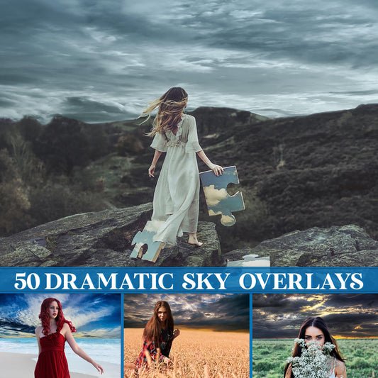 Stormy Sky Overlays for Photoshop - Dark Clouds & Dramatic Weather Effects - Instant Digital Download