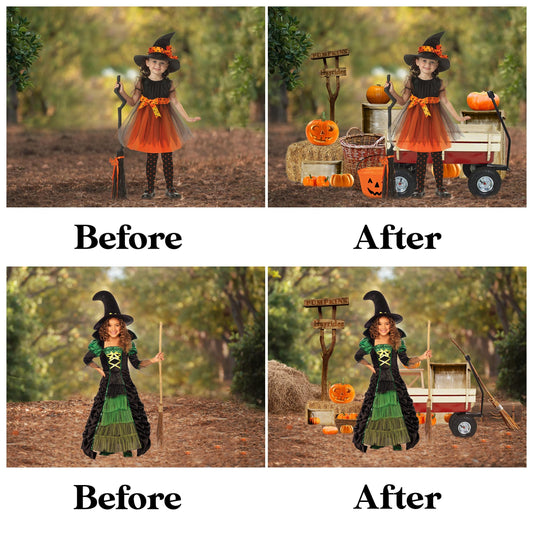 Halloween Overlay for Photoshop - Pumpkin & Witch Hat Effects - Instant Digital Download