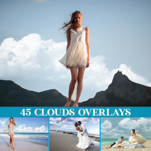 Realistic Cloud Overlays for Photoshop - Sky & Weather Backdrop Effects - Instant Digital Download