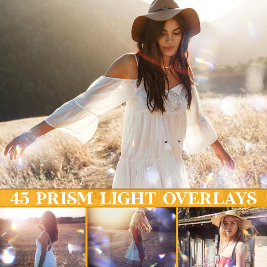 Prism Light Leak Overlays for Photoshop - Crystal Rainbow Lens Effects - Instant Digital Download