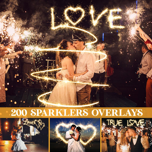 Sparkler Overlays for Photoshop - Heart Shapes & Alphabet Light Effects - Instant Digital Download