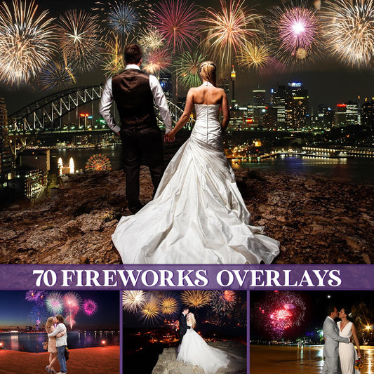 Firework Overlays for Photoshop - Realistic Explosions & Wedding Celebration Effects - Instant Digital Download