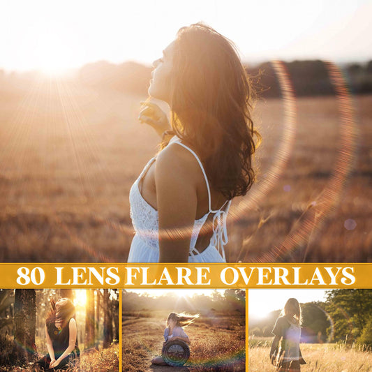 Lens Flare Overlays for Photoshop - Sunlight Rays & Natural Glow - Instant Digital Download