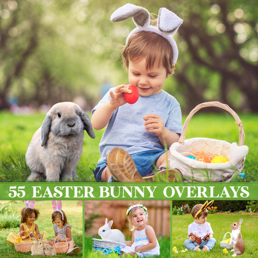 Easter Overlay for Photoshop - Bunny & Spring Animal PNG - Instant Digital Download