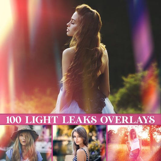 Natural Light Leak Overlays for Photoshop - Rainbow Lens Flare & Crystal Effects - Instant Digital Download