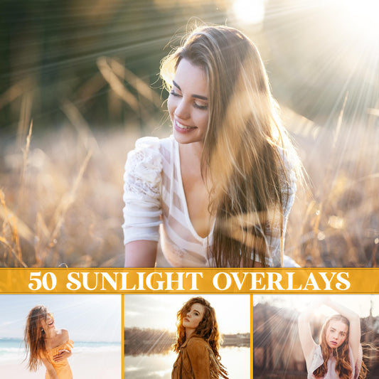 Sunshine Overlays for Photoshop - Natural Sunbeams & Golden Light Effects - Instant Digital Download