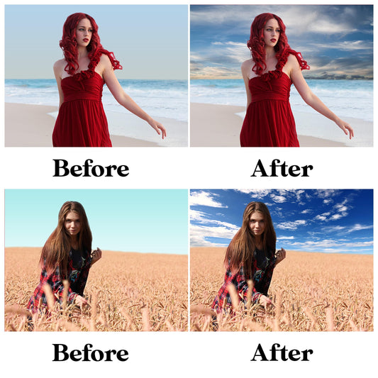 Blue Sky Overlays for Photoshop - Cloudy Digital Backdrops - Instant Digital Download