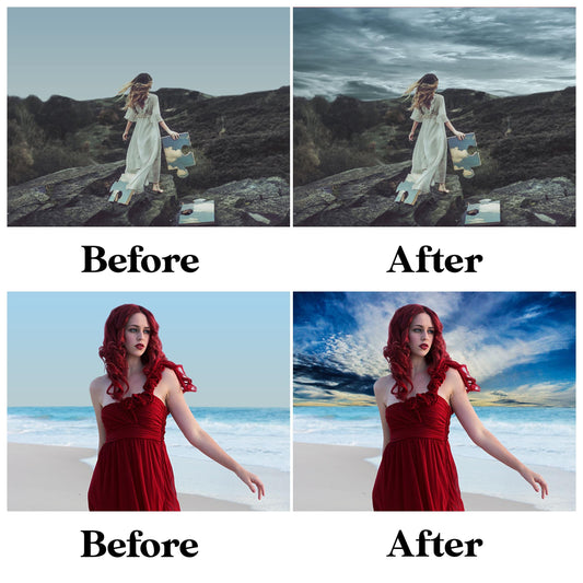 Stormy Sky Overlays for Photoshop - Dark Clouds & Dramatic Weather Effects - Instant Digital Download
