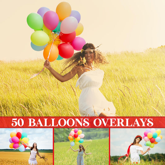 Balloon Overlays for Photoshop - Party Decoration & Celebration Effects - Instant Digital Download