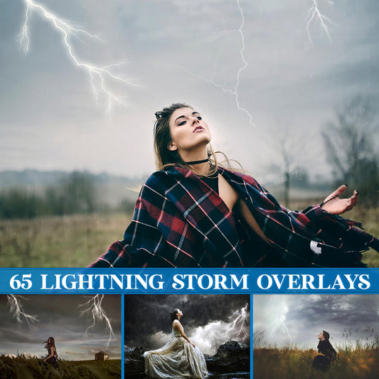 Lightning Overlay for Photoshop - Realistic Thunderstorm & Rain Effects - Instant Digital Download